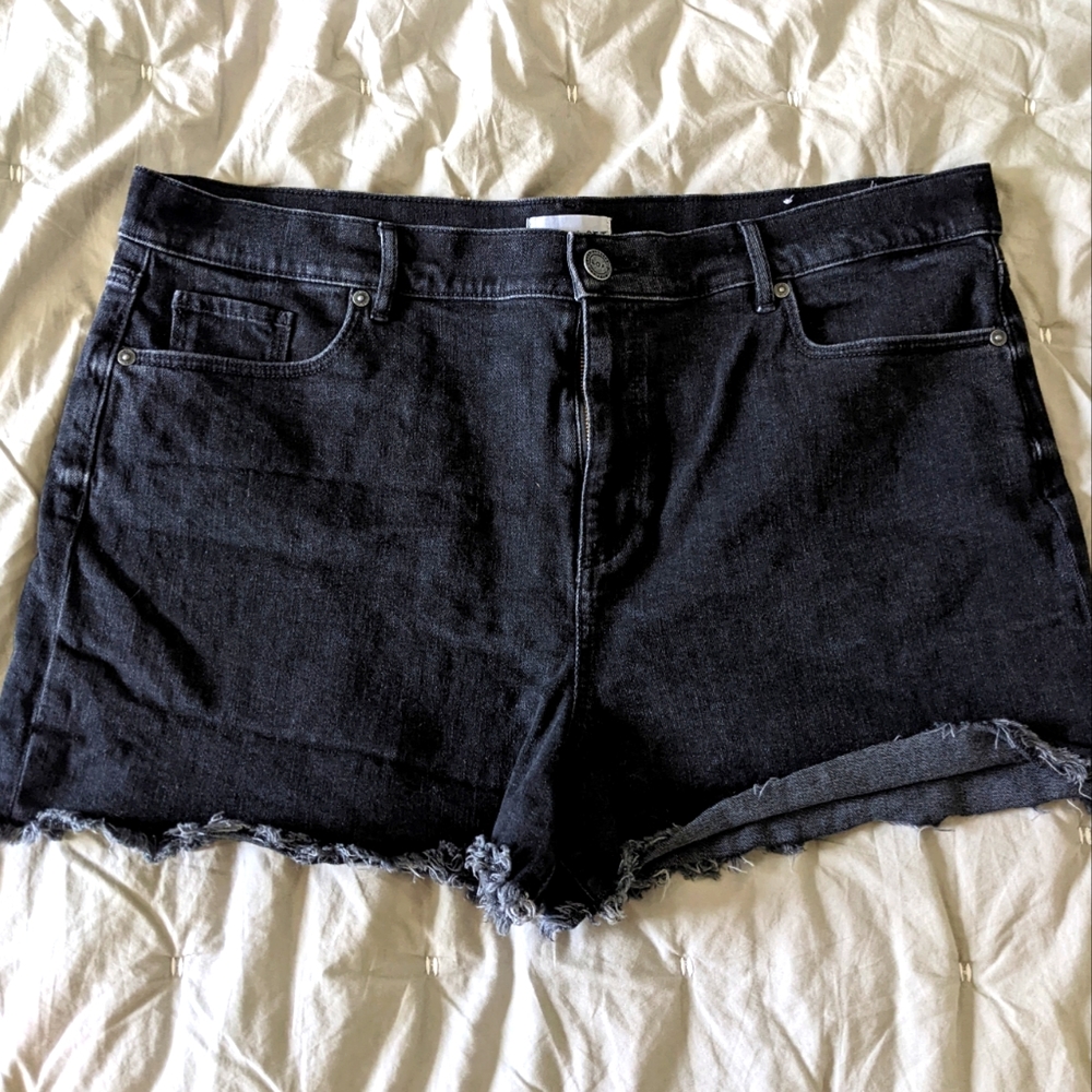 Loft black denim high waisted shorts
